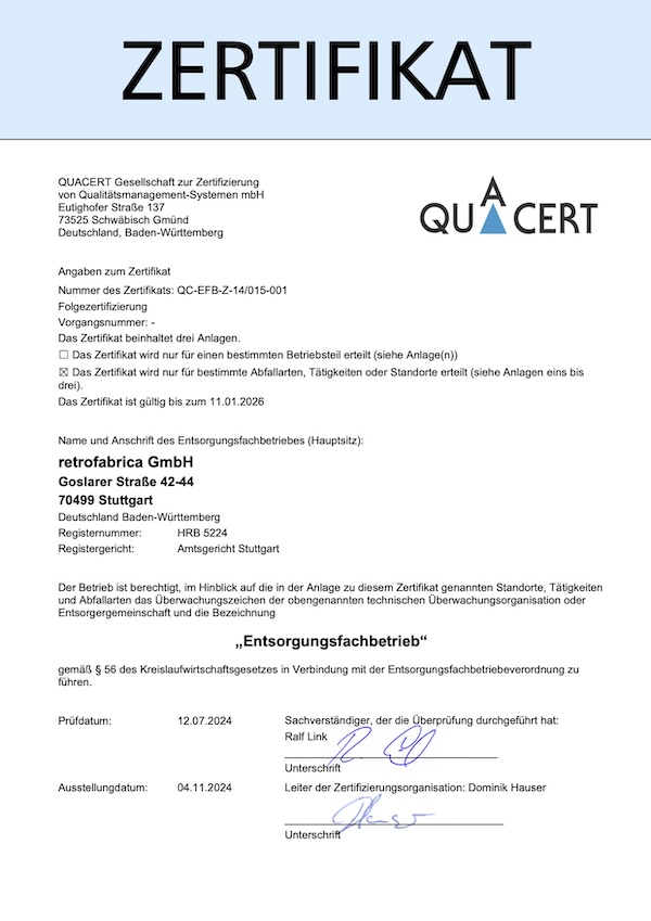 Entsorgungsfachbetrieb